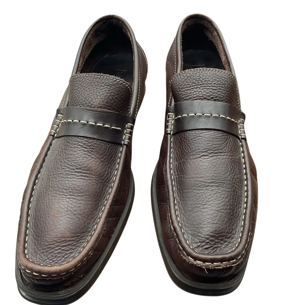 Sandro Moscoloni Rich Brown Leather Slip-Ons‎ 12D